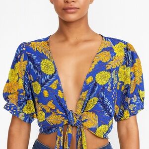 XIX Palms Honolulu Floral Wrap Blouse Size Small